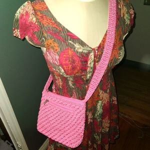 The Sak Crocheted Cross Body Purse Pink